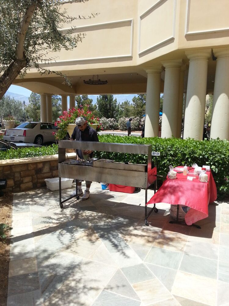 Taco catering on a patio in the evening