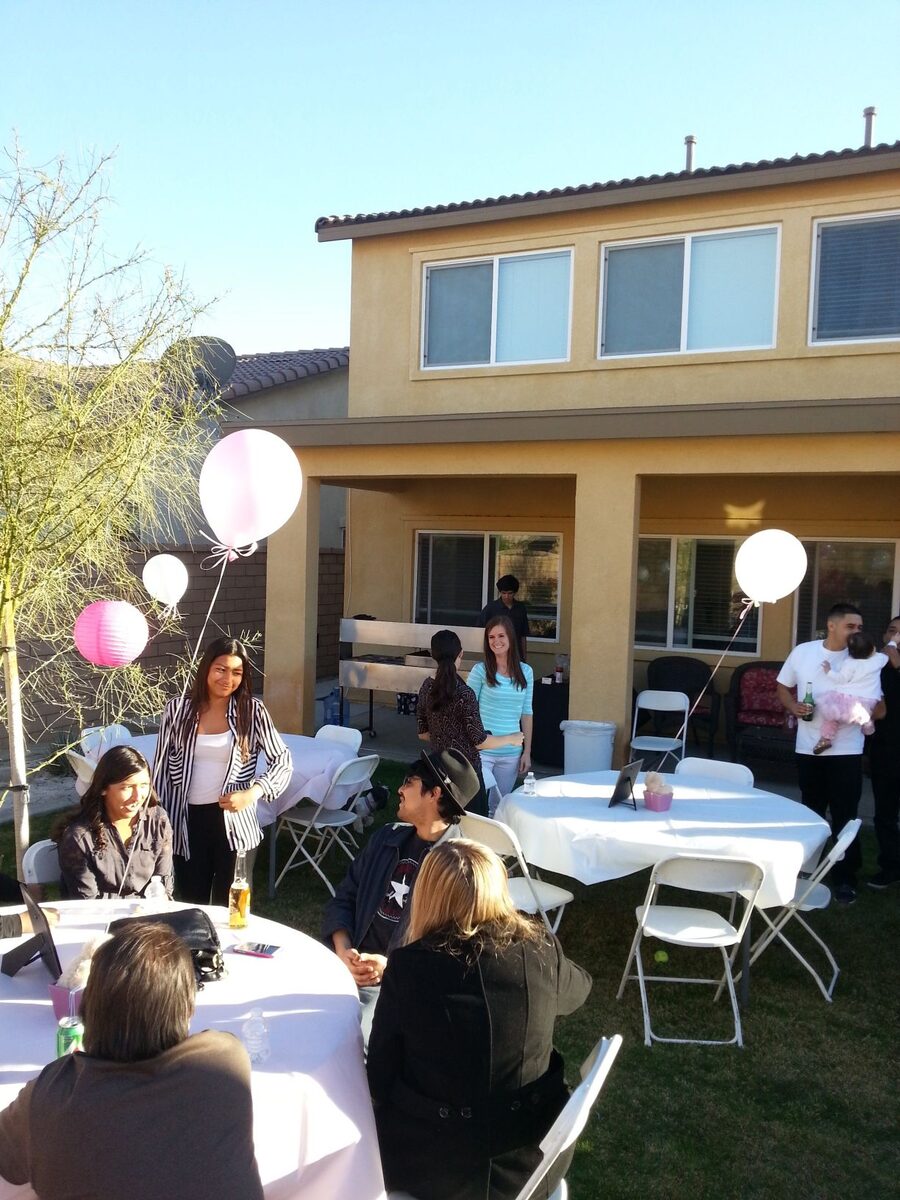 Taco catering at a backyard party