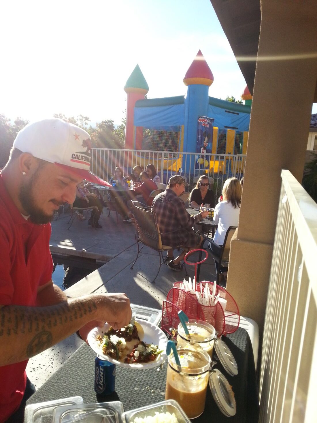 Taco catering at a backyard party