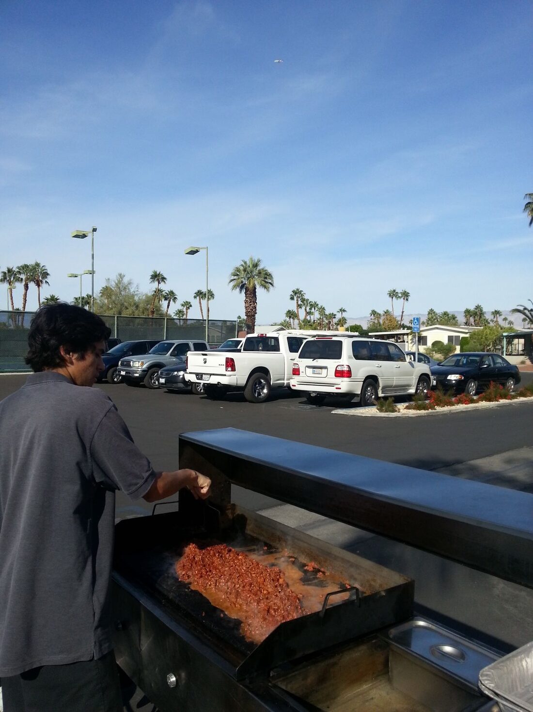 Taco catering at a poolside party