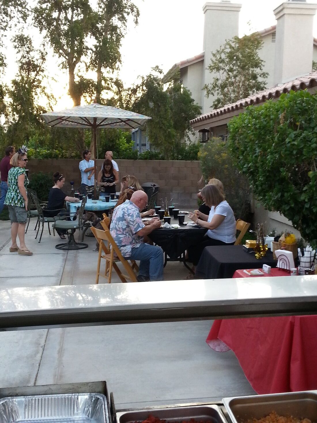 Taco catering setup on a patio for a private event