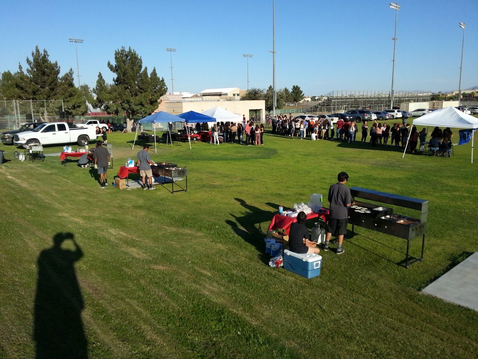 Taco catering setup at a busy local event